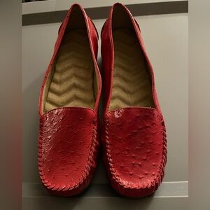 New Womens Leather Loafers Size 10 Ostrich Flats Comfort Insoles